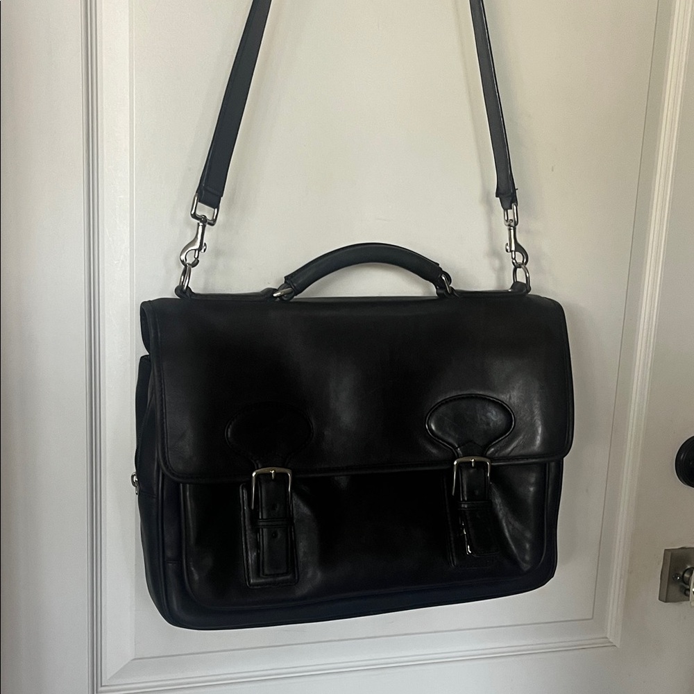 Vintage Coach supple black leather laptop, briefcase Crossbody J23-5237 unisex